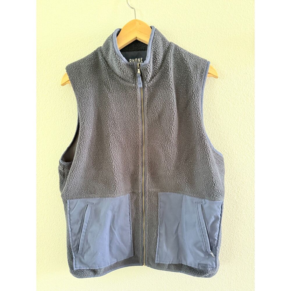 RHONE Navy Sherpa-Lined Zip Vest M/M Medium